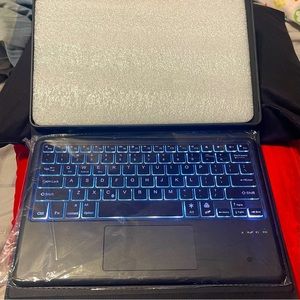 Navy Blue Tablet Case With LED Wireless Keyboard